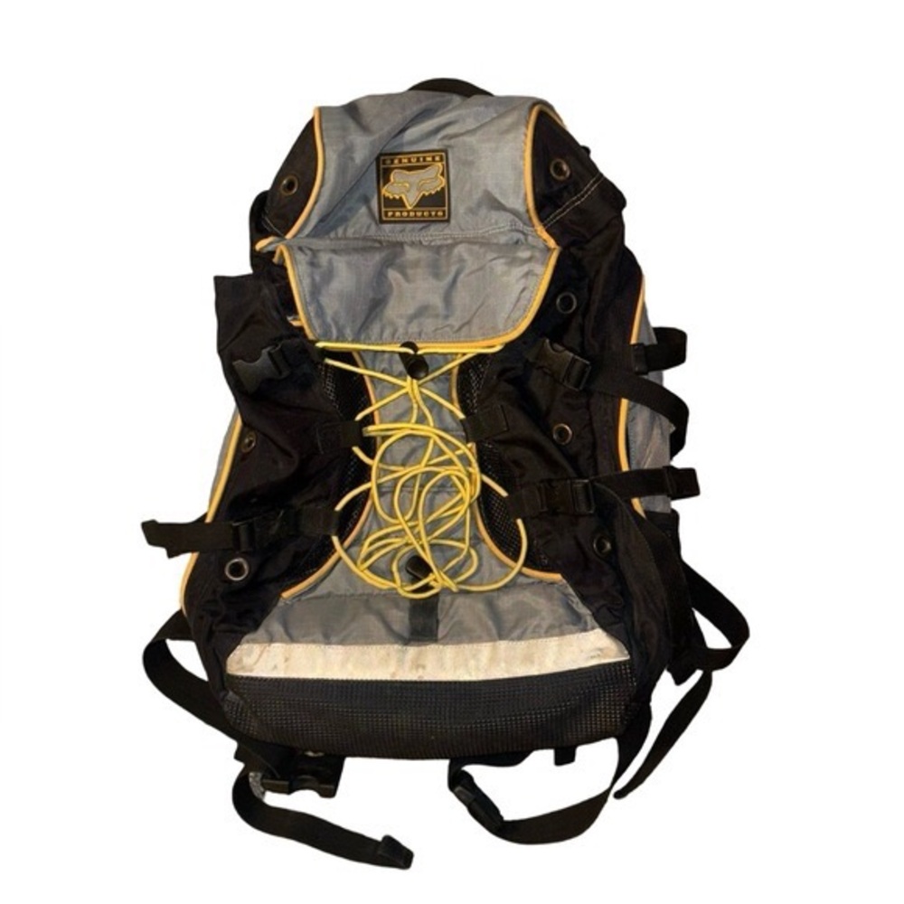 Fox Racing Vintage Backpack. Motocross. Grey/ Black. Laptop Compartment. Y2K